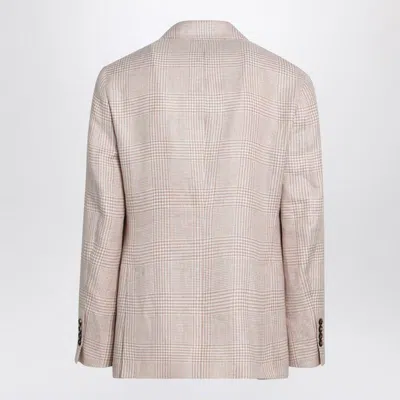 Brunello Cucinelli Papaya-colored Prince Of Wales Jacket In Pink