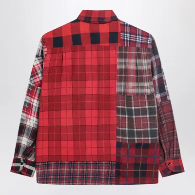 Needles Red Check Pattern Patchwork Shirt In Red