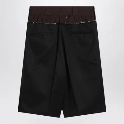 Maison Margiela Tailored Black Shorts With Unique Ruffled Waistband In Multi