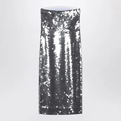 Sportmax Midi Dress With Gradient Sequin Effect In Gray