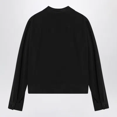 Mm6 Maison Margiela Zip Up Silk Jacket With Collared Neck In Black