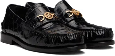 Versace Black Croc-effect Medusa '95 Loafers