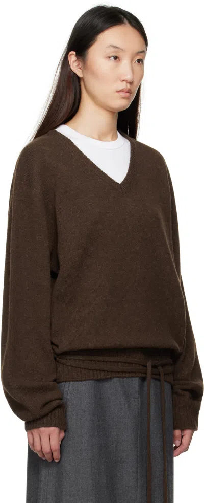 Le17septembre Brown Alpaca V-neck Sweater In Brown