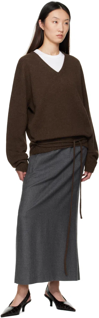 Le17septembre Brown Alpaca V-neck Sweater In Brown