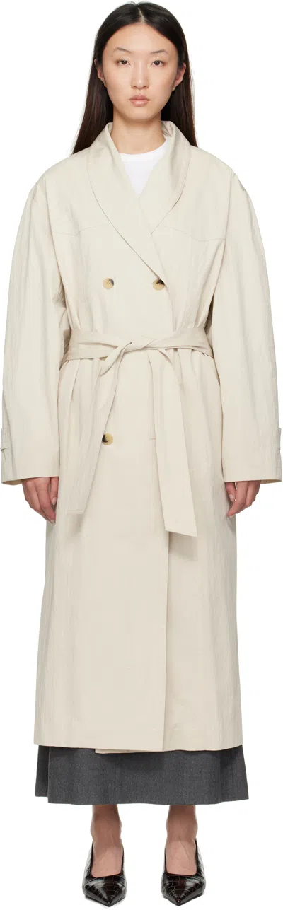 Le17septembre Beige Double-breasted Trench Coat In White