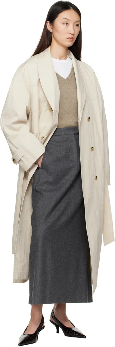 Le17septembre Beige Double-breasted Trench Coat In White