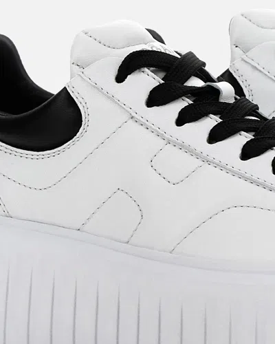 Hogan H-stripes Leather Sneakers With Contrasting Detail In White