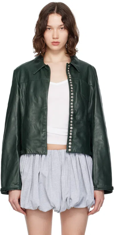 Paloma Wool Khaki Octavia Leather Jacket