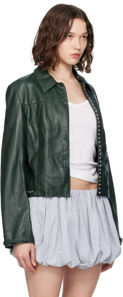 Paloma Wool Khaki Octavia Leather Jacket