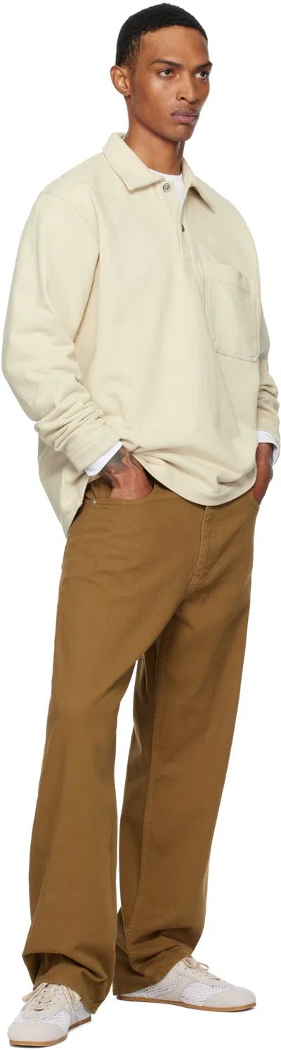 Norse Projects Beige Fraser Relaxed Organic Loopback Ls Polo In Neutral