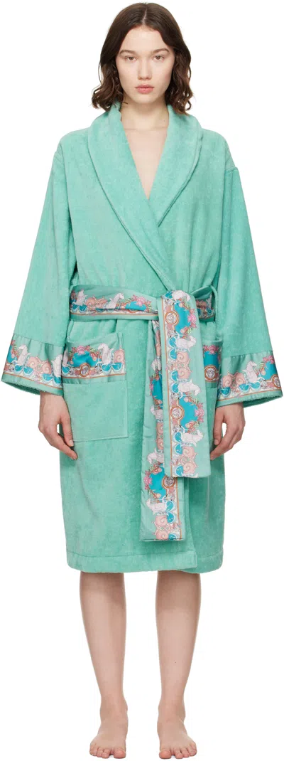 Versace Blue Coral Theatre Bathrobe In Blue