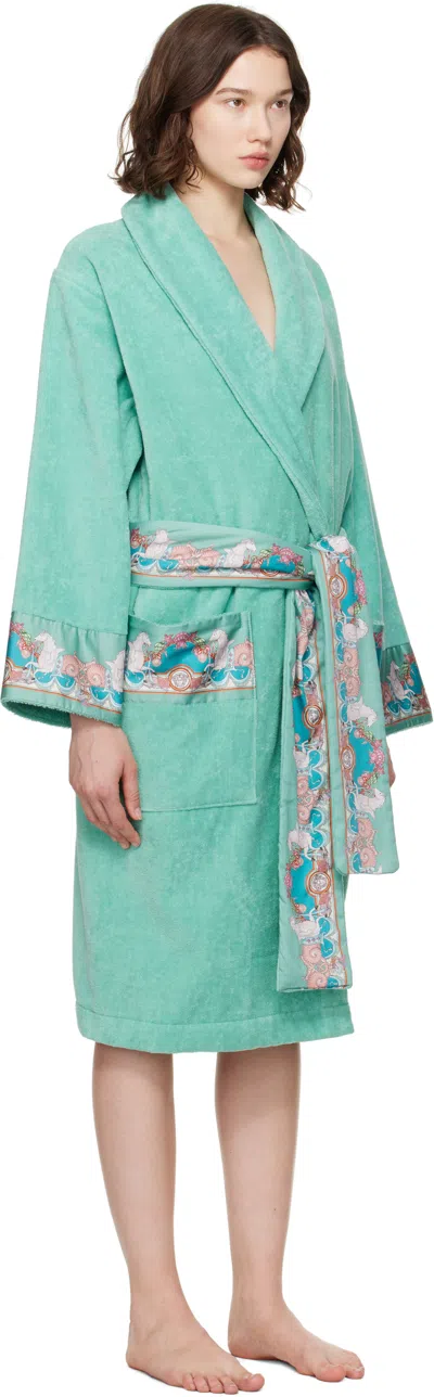 Versace Blue Coral Theatre Bathrobe In Blue