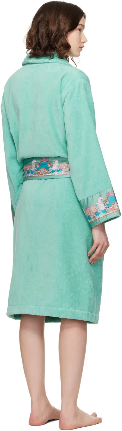 Versace Blue Coral Theatre Bathrobe In Blue