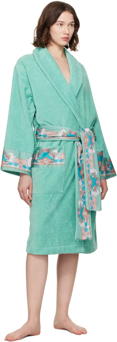 Versace Blue Coral Theatre Bathrobe In Blue