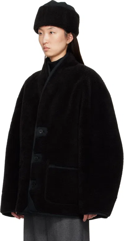 Le17septembre Black Shawl Collar Faux-shearling Jacket In Black