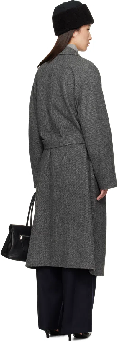 Le17septembre Gray Double-breasted Belted Coat In Gray