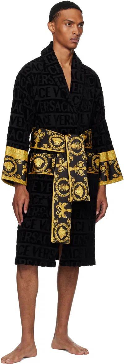 Versace Navy 'i Heart Baroque' Bathrobe