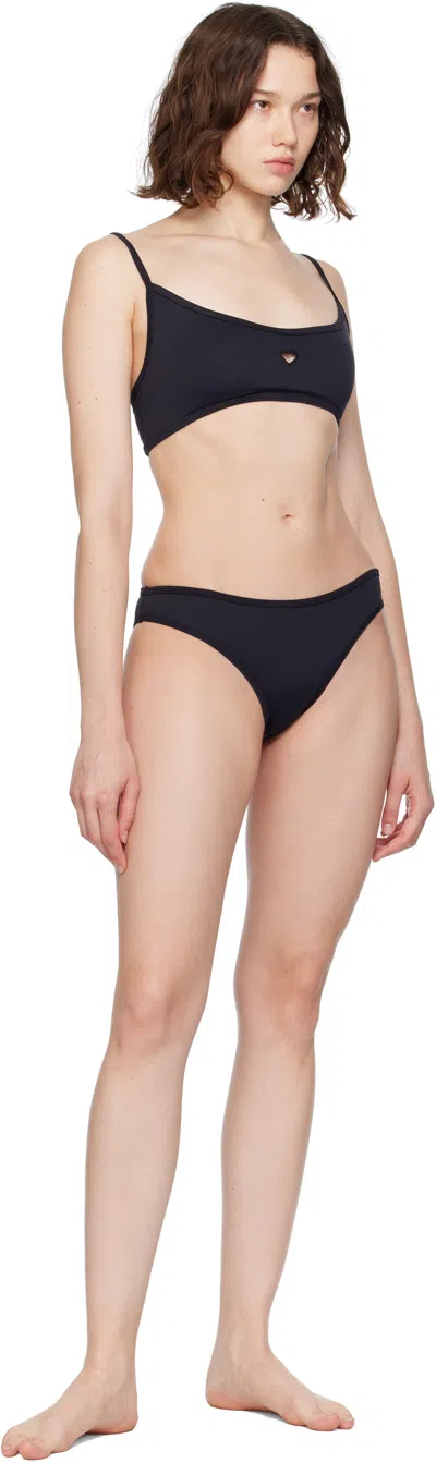 Baserange Black Heart Bikini Top In Black