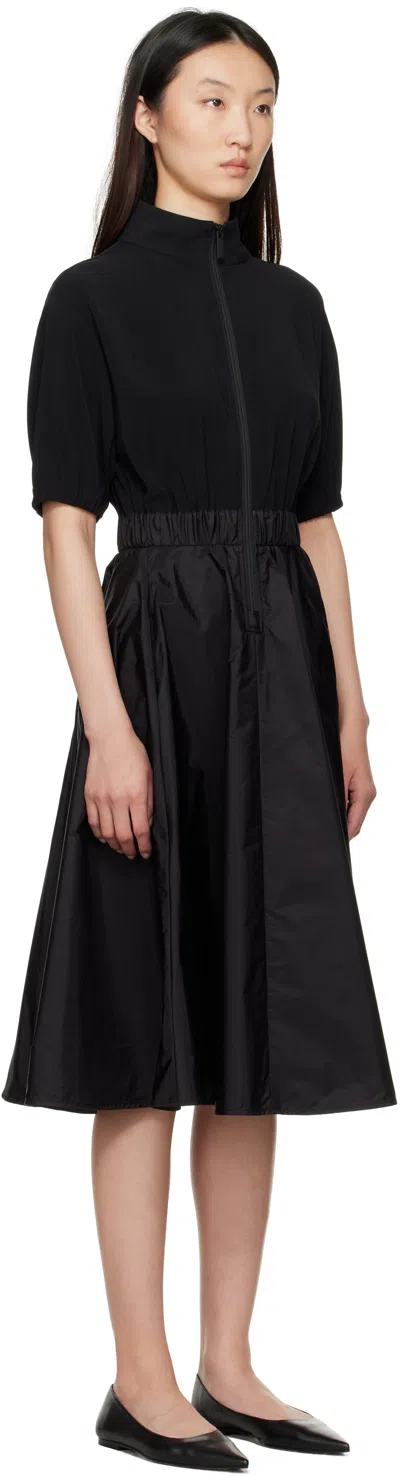 Moncler Black Taffeta Skirt Midi Dress In Black