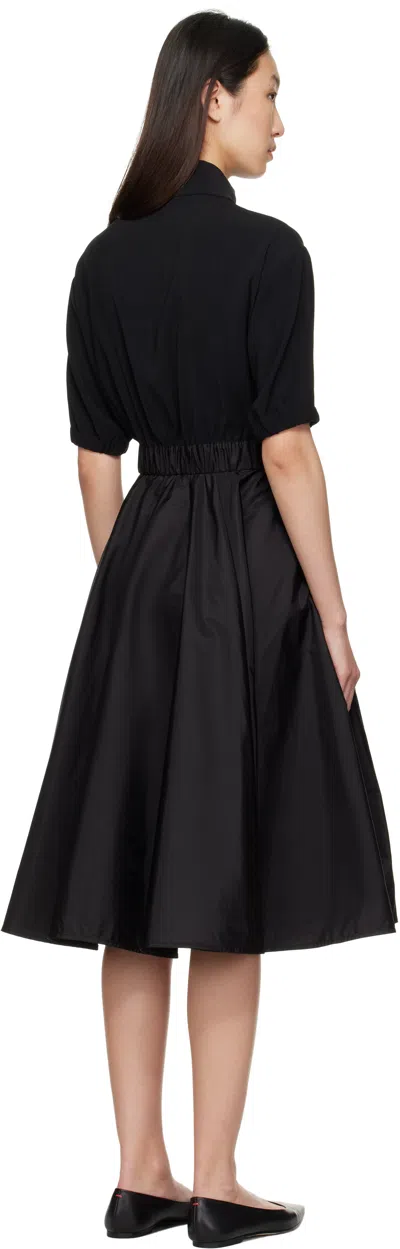 Moncler Black Taffeta Skirt Midi Dress In Black