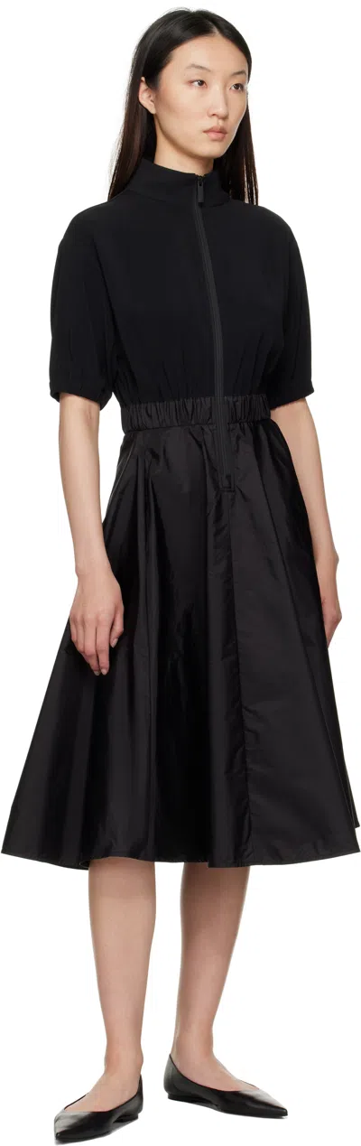 Moncler Black Taffeta Skirt Midi Dress In Black
