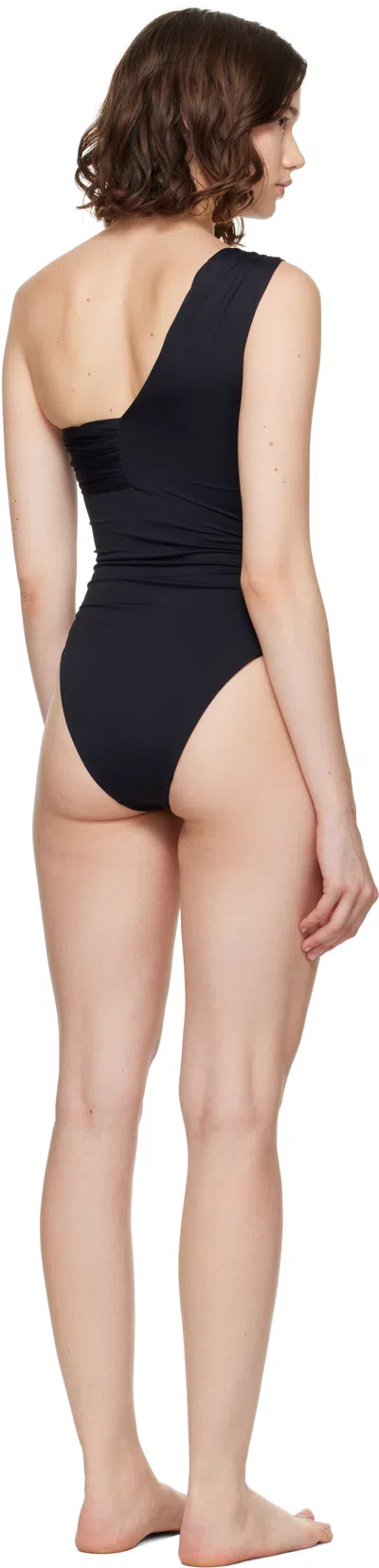 Versace Medusa Safety Pin Asymmetric One-piece Swimsuit In Black