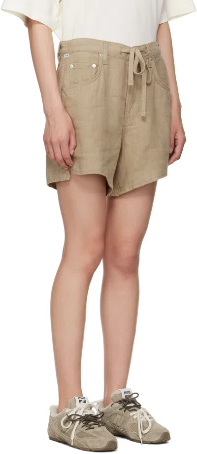 Citizen Of Humanity Khaki Brynn Drawstring Shorts In Neutral