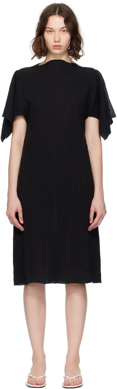 Baserange Black Folio Midi Dress In Black