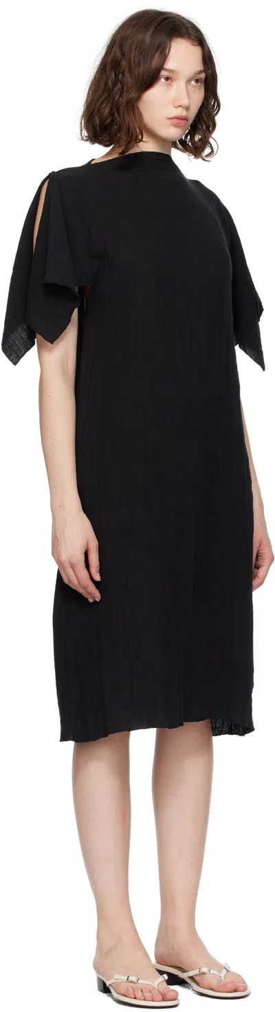 Baserange Black Folio Midi Dress In Black