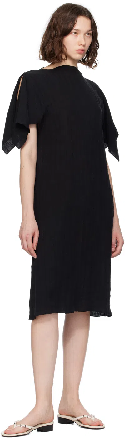 Baserange Black Folio Midi Dress In Black