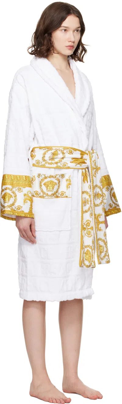 Versace White 'i Heart Baroque' Bathrobe In White