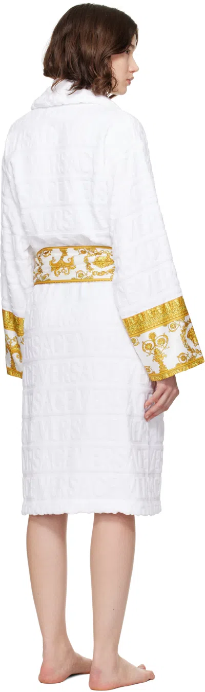 Versace White 'i Heart Baroque' Bathrobe In White