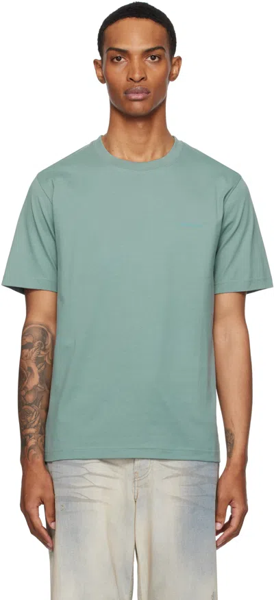 Norse Projects Blue Johannes Organic 'norse' Logo Print T-shirt In Green