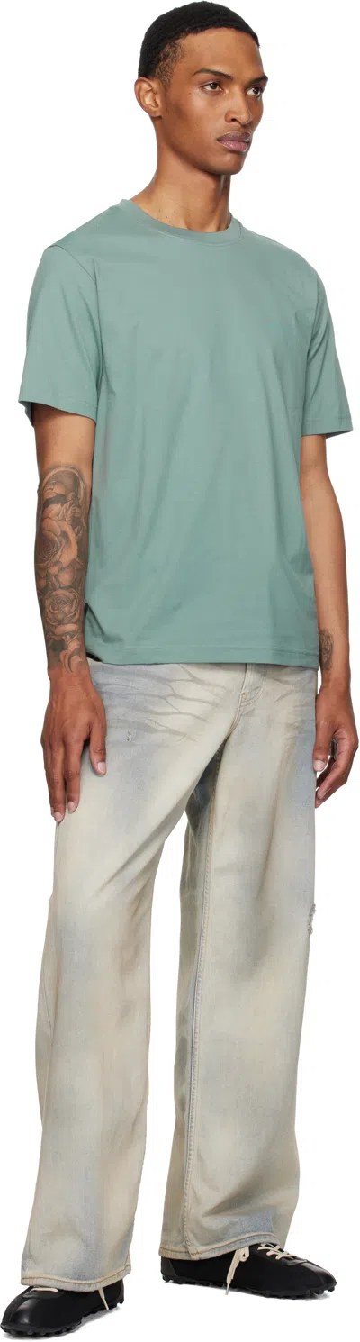 Norse Projects Blue Johannes Organic 'norse' Logo Print T-shirt In Green