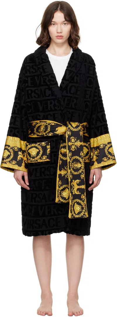 Versace Black 'i Heart Baroque' Bathrobe
