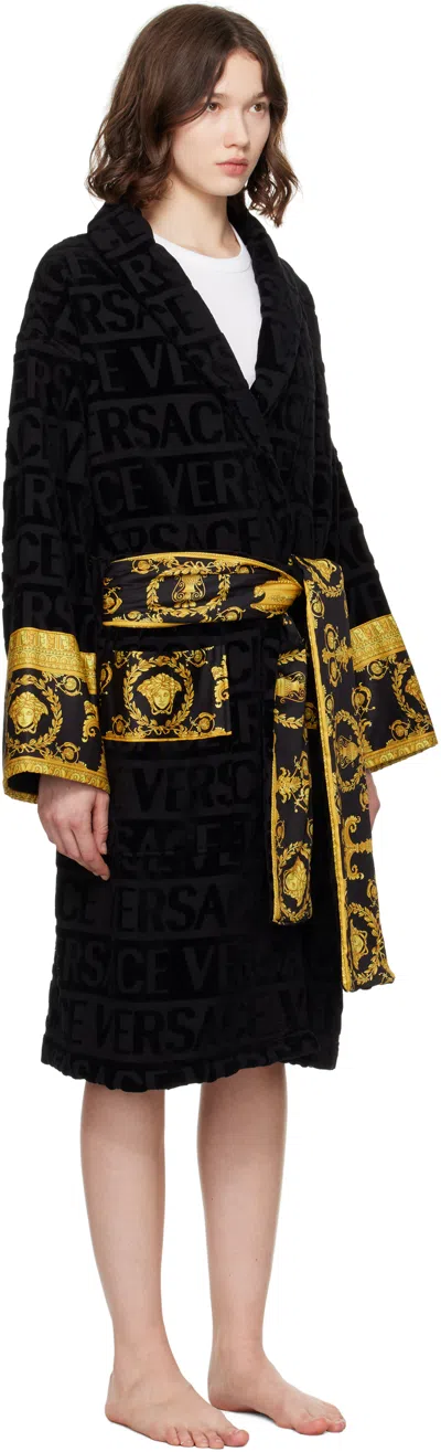 Versace Black 'i Heart Baroque' Bathrobe