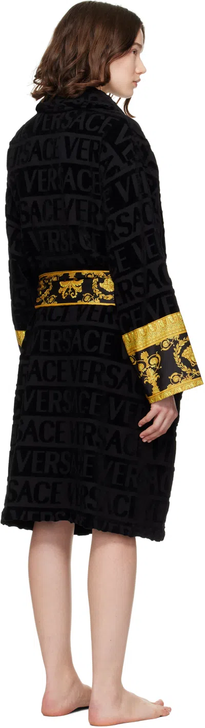 Versace Black 'i Heart Baroque' Bathrobe