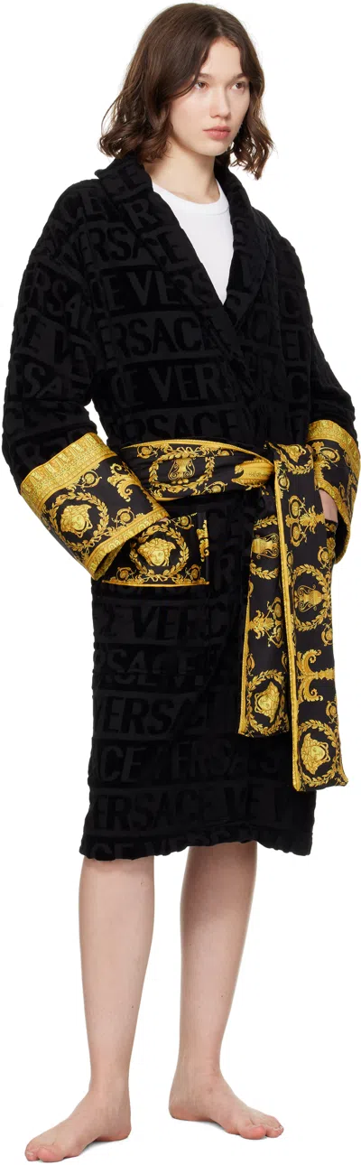 Versace Black 'i Heart Baroque' Bathrobe