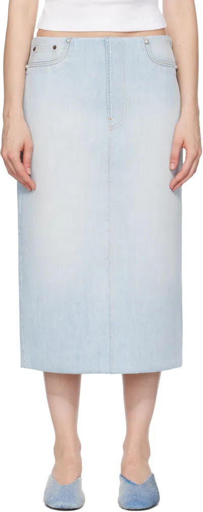 Acne Studios Blue Padded Denim Midi Skirt