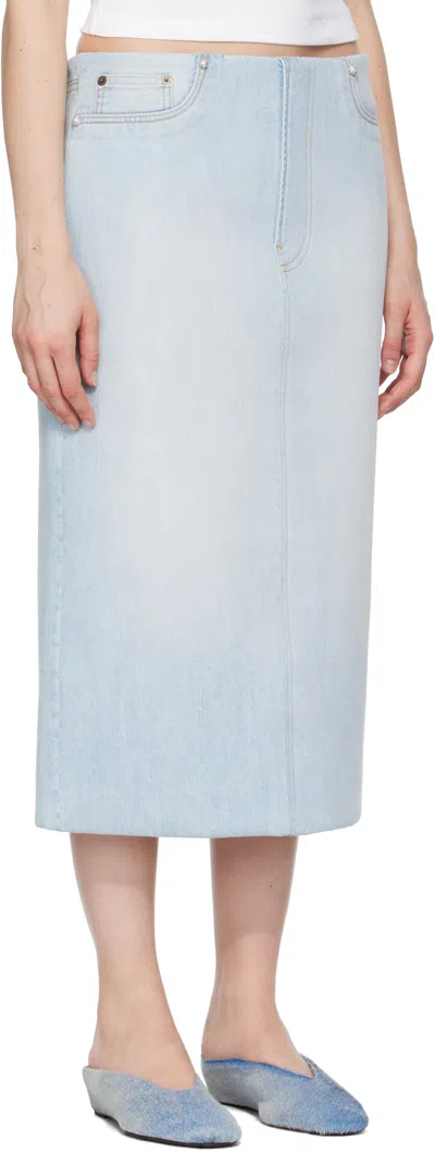 Acne Studios Blue Padded Denim Midi Skirt