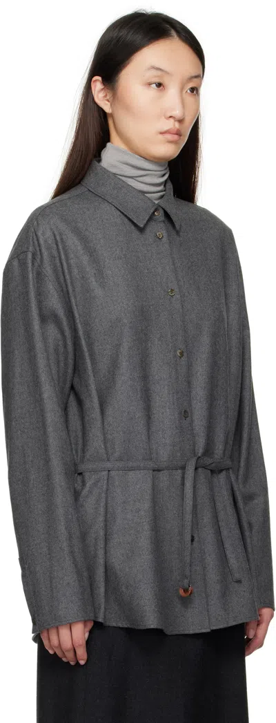 Le17septembre Gray Oversized Belted Shirt In Gray