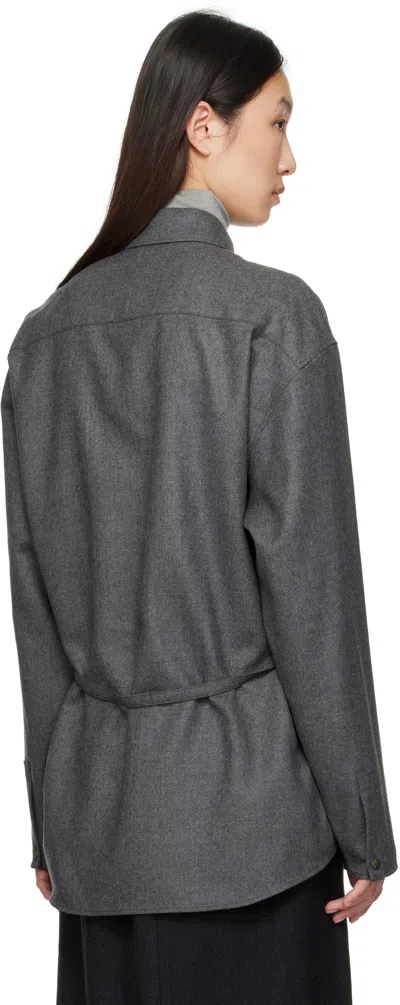 Le17septembre Gray Oversized Belted Shirt In Gray