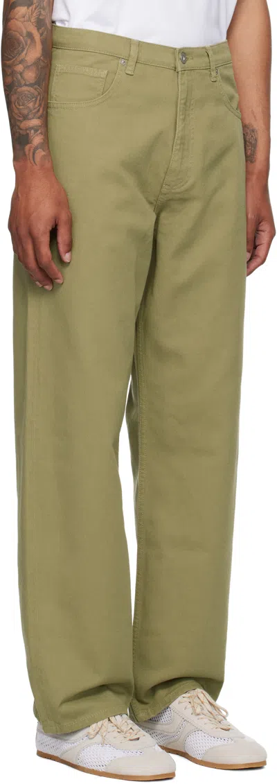 Norse Projects Khaki Mogens Relaxed 5 Pocket Heavy Twill Trousers In Green