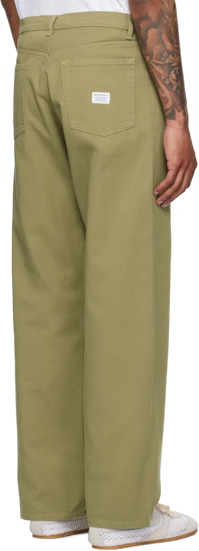 Norse Projects Khaki Mogens Relaxed 5 Pocket Heavy Twill Trousers In Green