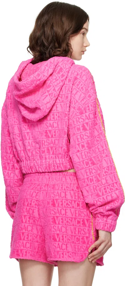 Versace I ♡ Baroque Sweat À Capuche Court In Pink