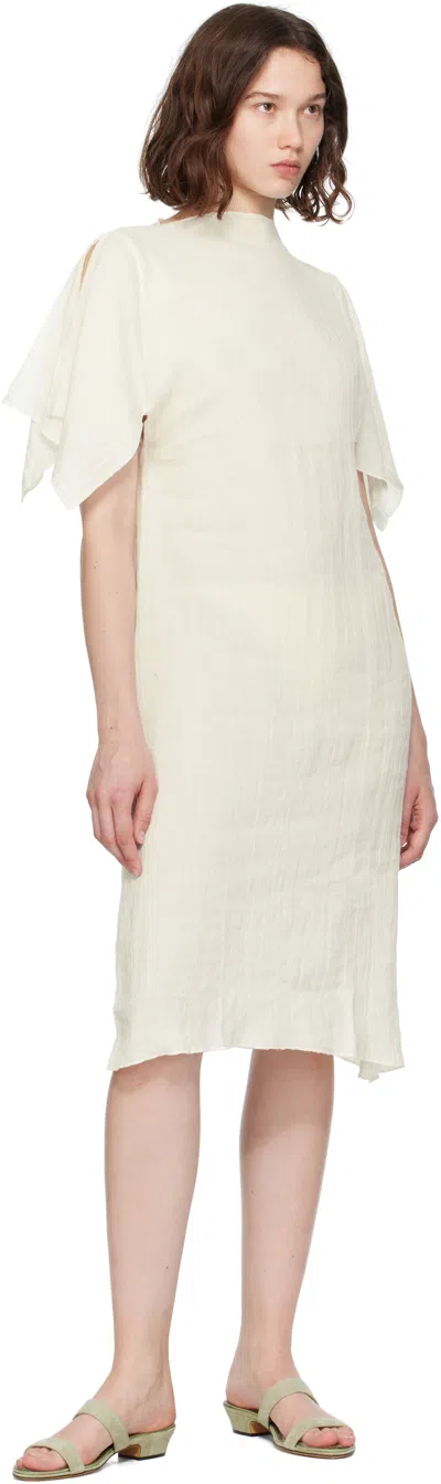 Baserange Off-white Folio Midi Dress In White