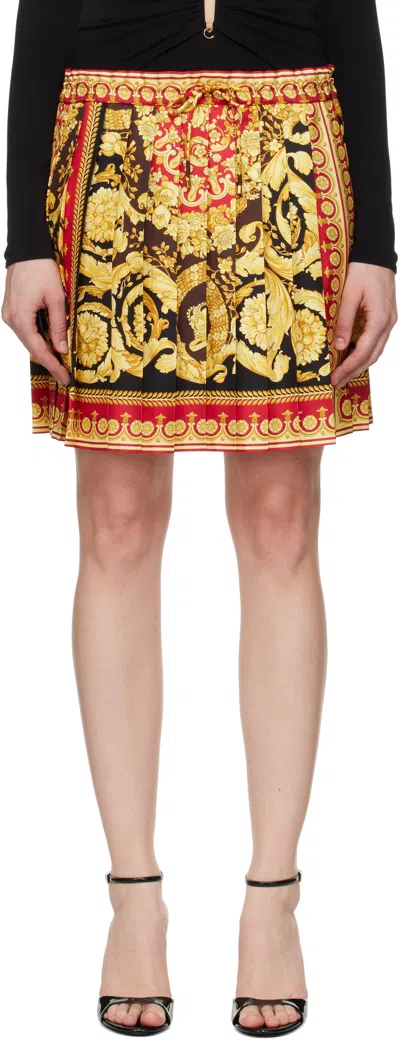 Versace Yellow & Red Barocco 92 Foulard Silk Miniskirt