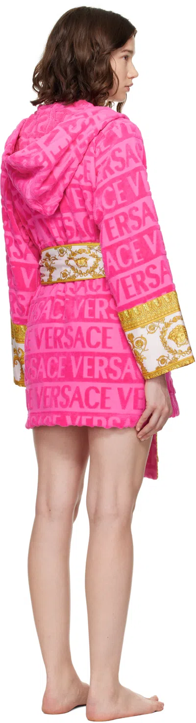 Versace Pink 'i Heart Baroque' Short Bathrobe In Pink