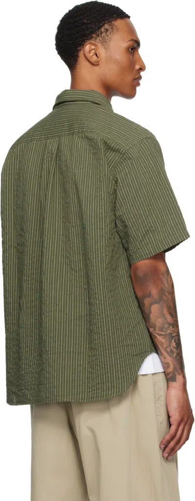 Norse Projects Khaki Mo Oversized Stripe Ss Shirt In Green
