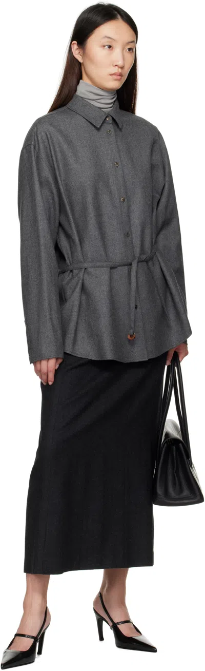 Le17septembre Gray Wool Tailored Maxi Skirt